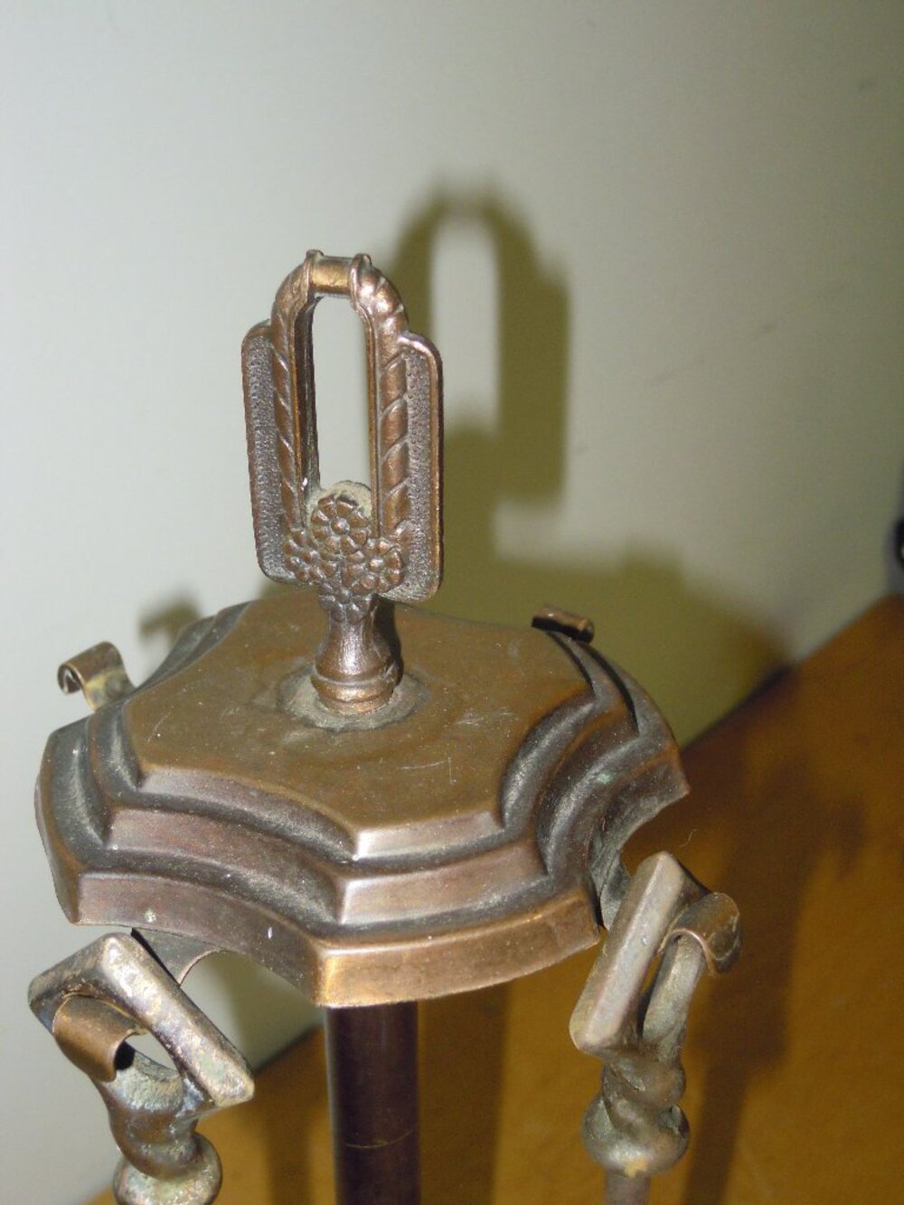 Vintage Antique Small Fireplace Tool Companion Set 5 Pc Copper coated Art Deco